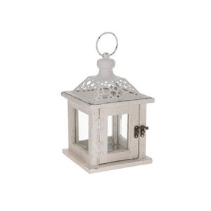 Portavelas de Madera Natural con Ventanas de Vidrio Transparente y Asa de Cuerda, Decoración de Interiores - Product Image 3