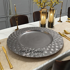 Placa de cargador redonda de acero inoxidable, plato de Chocolate decorativo hecho a mano pulido brillante, placa de Metal elegante clásica para boda - Product Image 4