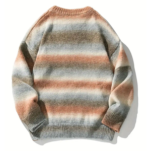 Pull tricoté rayé pour homme 2026, col rond, manches longues, décontracté, automne, multicolore - Product Image 2
