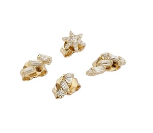 Moissanite <b>Sterling</b> <b>Silver</b> <b>Earring</b> Moissanite Single Half Pair <b>Earring</b> Round & Emerald Cut Moissanite <b>Studs</b> <b>Earring</b> - Product Image 1