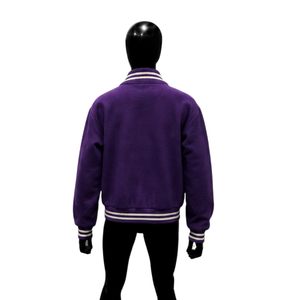 Veste universitaire violette personnalisable pour streetwear, maquette vue avant, qualité premium, décontractée, automne, couleur unie, col rabattu R - Product Image 2