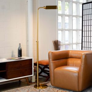 Lampada da Terra Minimalista Elara 110~120V, Luce Sottile con Paralume Neutro per Atmosfera Contemporanea in Soggiorno e Camera da Letto - Product Image 1