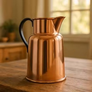 Premium Surface Copper Jug Water Pitcher Smooth Drinkware for Home Kitchen Dining <b>Table</b> - Product Image 6