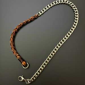 Collar con Eslabones Trenzados - Cadena de Acero Inoxidable Chapada en Oro con Cuerda de Cuentas Marrón Oscuro para Hombres y Niños, 17 Pulgadas - Product Image 5