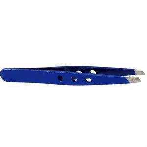 Pince à épiler légère multi-trous en acier inoxydable, professionnelle, bleue, à pointe inclinée, de précision pour les poils du visage - Product Image 4