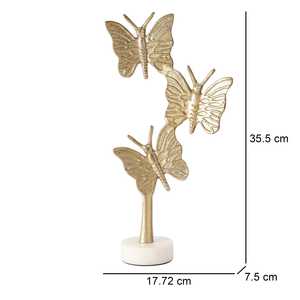 3 Butterfly Golden Sculpture <b>Figure</b> Aluminum Handmade Eco-Friendly Durable Contemporary Artistic Tabletop Decor for Living Room - Product Image 2