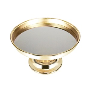 Plateau à gâteau rond en acier inoxydable avec bord perlé et pieds décoratifs pour une présentation élégante des gâteaux - Product Image 6