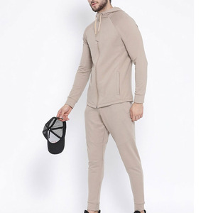 Men's Beige Tracksuit Set Full <b>Zip</b> <b>Hooded</b> Long Sleeve Solid Color Breathable Polyester Casual Autumn Wear Tracksuit For Sale - Product Image 2