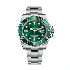 นาฬิกาข้อมือสแตนเลสสตีล 41 มม. ระบบจักรกล ดีไซน์หรูหราสไตล์วินเทจ คุณภาพสูง หน้าปัดและขอบตัวเรือนสีเขียว สายขนาด 22 มม. พร้อมเข็มเรืองแสงและตัวเลขเรขาคณิต - Product Image 1