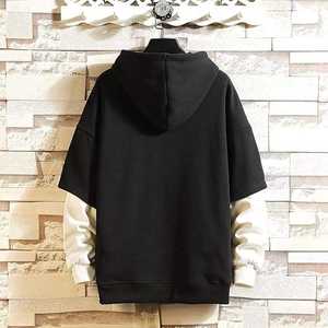 Sweat-shirt à capuche pour homme gris et noir, style streetwear décontracté pour l'hiver, 100% coton, broderie 3D, doublé - Product Image 3