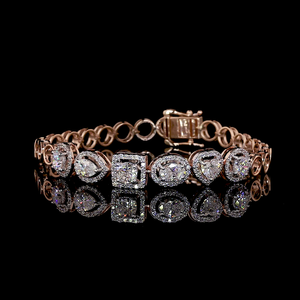 Multi Shape Halo Lab Grown Diamond Tennis <b>Bracelet</b> Rose Gold 925 Sterling <b>Silver</b> 10K 14K 18K <b>Solid</b> Gold Fine Jewelry Supplier - Product Image 5