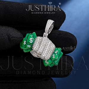 Colgante VVS Moissanite con Esmalte y Diseño de Moneda, Corte Redondo, para Hombre, Estilo Iced Out, Colgante Grueso Unisex Iced Out - Product Image 5