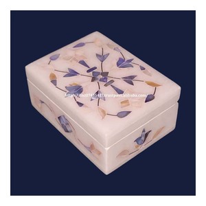 Cajas de joyería con incrustaciones de mármol blanco y azul pulido hecho a mano de la mejor calidad, paquete de bajo precio con logotipo personalizado para regalar - Product Image 2