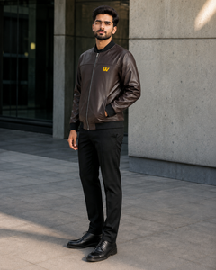 Chaqueta Bomber de Cuero PU para Hombre con Cuello Alto, Cierre de Cremallera, Impermeable, Cortavientos, Estilo Moto, Holgada, Estilo Urbano - Product Image 3