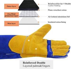 Gants de soudage de sécurité à prix d'usine, en cuir de vachette renforcé, pour la protection des mains des soudeurs, gants de soudage TIG - Product Image 3