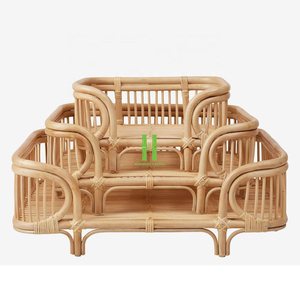 High Quality Customized OEM Indoor Cat <b>Bed</b> Handmade Rattan Cotton Pet Cage Animal Pattern Snap Button Belt Direct Wholesale HNH - Product Image 3