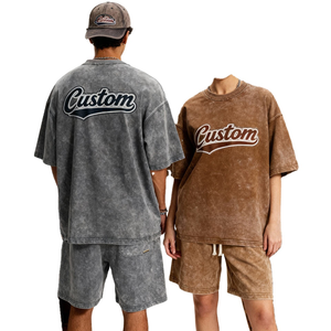 Conjunto de Dos Piezas de Camiseta y Pantalones Cortos Deportivos de Verano para Hombre, Estampado, Estilo Urbano, 100% Algodón Terry - Product Image 4