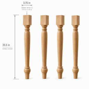 Pata de Mesa de Madera Maciza, Diseño Cónico Redondo, Estilo Tradicional para Mesa de Hogar u Oficina, Fácil Instalación - Product Image 2