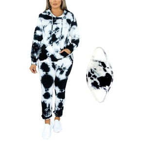Hollywood New Style Women's Marble Print Hoodie Set Chandal Track Suit Survetement Pullover Hood Sweat Suits Tie Dye Jogging Set - Product Image 3