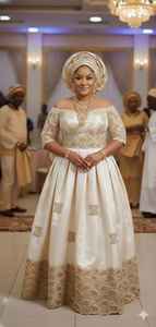 African Wedding Dress Hand Beaded Floral Pattern Customizable Color & <b>Fabric</b> 100% <b>Polyester</b> Mesh <b>Fabric</b> for Women - Product Image 4