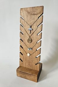 <b>Wooden</b> Necklace Organizer 5-Layer Tree Shape Modern <b>Rack</b> for Jewelry Display Storage Kitchen Desktop Use - Product Image 6
