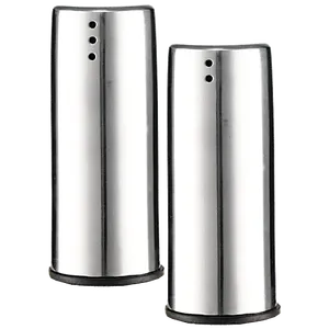 Ensemble salière et poivrière OEM en acier inoxydable pour la maison, la cuisine et la table à manger, distributeur d'épices argenté avec trous de versement réglables - Product Image 1