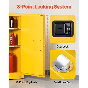 Armadio per Stoccaggio Prodotti Infiammabili 43.0 X 18.1 X 46.4 Pollici, 29 Galloni, Ripiani Regolabili, in Acciaio Zincato a Freddo - Product Image 5