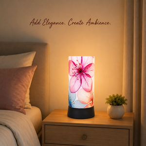 Floral Glow Decorative Table Lamp Pink Flower Printed Bedside <b>Night</b> <b>Light</b> Modern LED Accent Lamp for Bedroom Living Room Home - Product Image 4