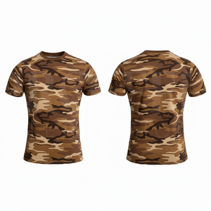 Camiseta de Manga Corta con Estampado de Camuflaje 100% Poliéster, Cuello Redondo, Transpirable, Ligera, Verano, Logotipo Personalizado, Unisex - Product Image 4
