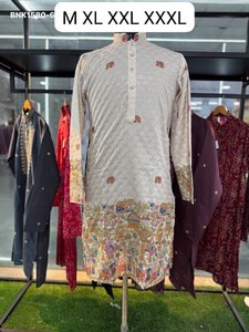 Premium Collection Rayon with Crochet Multi-Color work Nehru Collar Readymade <b>Kurta</b>-Raymond Cotton Payjama Supplier from India - Product Image 3