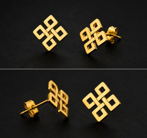 Pendientes de Plata de Ley 925 con Baño de Oro de 18K, Diseño de Nudo Celta Infinito, Minimalistas, Unisex, para Uso Diario - Product Image 5