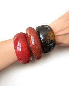 Bracelet en résine acrylique pour femmes, motif à pois, rayures, cœur, bijoux géométriques, cadeau, accessoire de mode pour les fêtes - Product Image 3