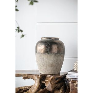 Vase d'appoint rond en céramique Sienna Brown 13x13x16, vase en porcelaine - Product Image 1