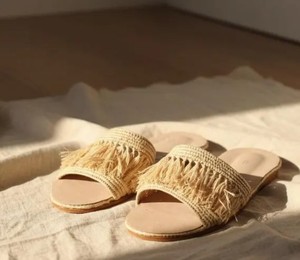 Sandales compensées en raphia faites à la main : Chaussures d'été marocaines, mocassins en raphia faits à la main pour hommes - Chaussures de mariage pour hommes - Product Image 1