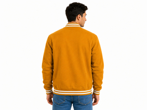 Veste universitaire moutarde pour homme, coupe classique, col rabattu, bouton unique, style décontracté, pour l'automne - Product Image 3