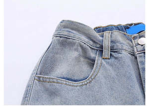 Jean cargo en denim pour homme, coupe droite, décontracté, extensible, délavé, taille haute, léger, 100 % coton, fermeture éclair - Product Image 3