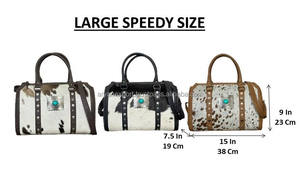 Precio de Fábrica Expo de Marzo Bolso de Viaje Grande de Cuero de Vaca con Pelo Estilo Western y Detalle de Concho, Tipo Duffel de Gran Capacidad - Product Image 2