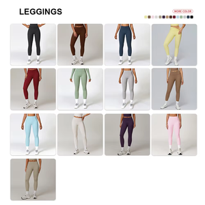 Conjunto de Yoga de 2 Piezas para Mujer, Transpirable y de Secado Rápido, con Top Halter de Manga Larga y Leggings Antibacterianos, Venta al Por Mayor, Marca Privada - Product Image 3