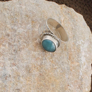 Bague en larimar naturel, argent sterling 925, faite à la main, pierre des Caraïbes, pour femme, minimaliste, bleu océan, vente en gros - Product Image 6