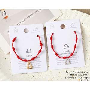 Angelina <b>Libra</b> Anklet Red Cord Gold Plated Stainless Steel Zodiac Jewelry Unisex <b>Gift</b> - Product Image 3
