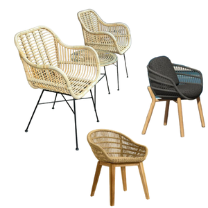 Hot <b>Sale</b> Rattan <b>Chairs</b> Stackable Wicker Garden Furniture Natural Rattan <b>Restaurant</b> <b>Chairs</b> with Arms Made In Indonesia - Product Image 4