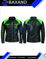 Alpha |   Kapa |   Blouson de moto en cuir pour femme Alpha, noir et vert, avec blocs de couleur, fermeture éclair sur le devant, style racing