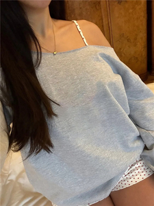 Sweat-shirt à épaules dénudées pour femme, style oversize, pull confortable et chaud à manches longues, haut décontracté et tendance pour l'hiver et le quotidien - Product Image 2