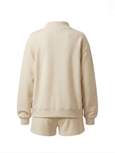Ensemble de survêtement athlétique pour femmes, sweat-shirt et short en coton molletonné, tenue décontractée pour la salle de sport, ensemble deux pièces, logo personnalisé - Product Image 3
