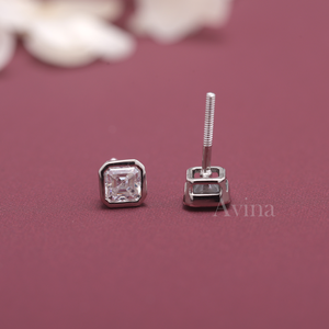 IGI Certified Lab Grown Diamond Asscher Cut Bezel Stud <b>Earrings</b> 9K White / Rose / Yellow Gold Screw Back Minimalist <b>Earrings</b> - Product Image 5