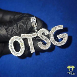 Collar con colgante personalizado de la marca OTSG con brillantes piedras de moissanita, joyería de moda para hombres y mujeres. - Product Image 6
