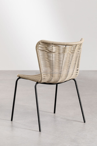 Silla de comedor de mimbre de ratán moderna contemporánea, cómodo respaldo curvo, estilo minimalista de Metal para apartamento de Hotel en casa - Product Image 4