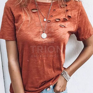 Camiseta Desgastada Personalizada con Logotipo para Mujer, Mejor Precio, Color Personalizado, Hecha en Pakistán - Product Image 4