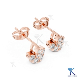 ต่างหูเพชรเลียนแบบรูปดอกบัว ประดับเพชร 6 เม็ด ทองคำแท้ 14K 18K เครื่องประดับผู้หญิงชั้นดี ของขวัญวันครบรอบแต่งงาน - Product Image 5