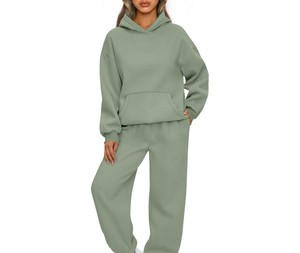 Custom Women Tracksuit Cotton Terry Oversized Hoodie <b>Wide</b> <b>Leg</b> <b>Jogger</b> Set Modern Casual Streetwear Lounge Outfit - Product Image 1